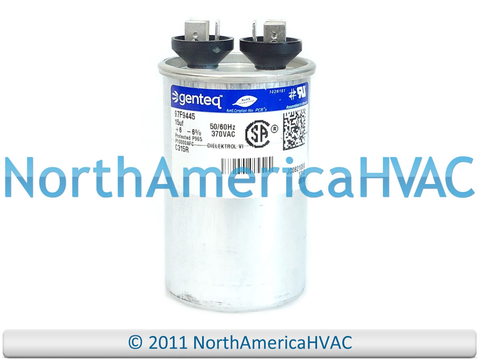 fm Genteq 27l1576 Z97f9445 15 Uf Mfd 370 Volt Vac Ge Round Run